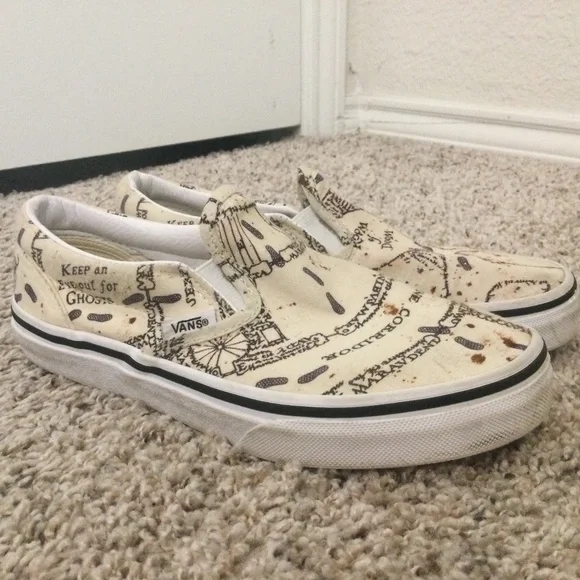 Vans x Harry Potter map shoes US kids size color beige brown and black